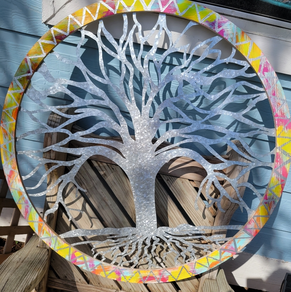 Huge tree of life with oil gel stain